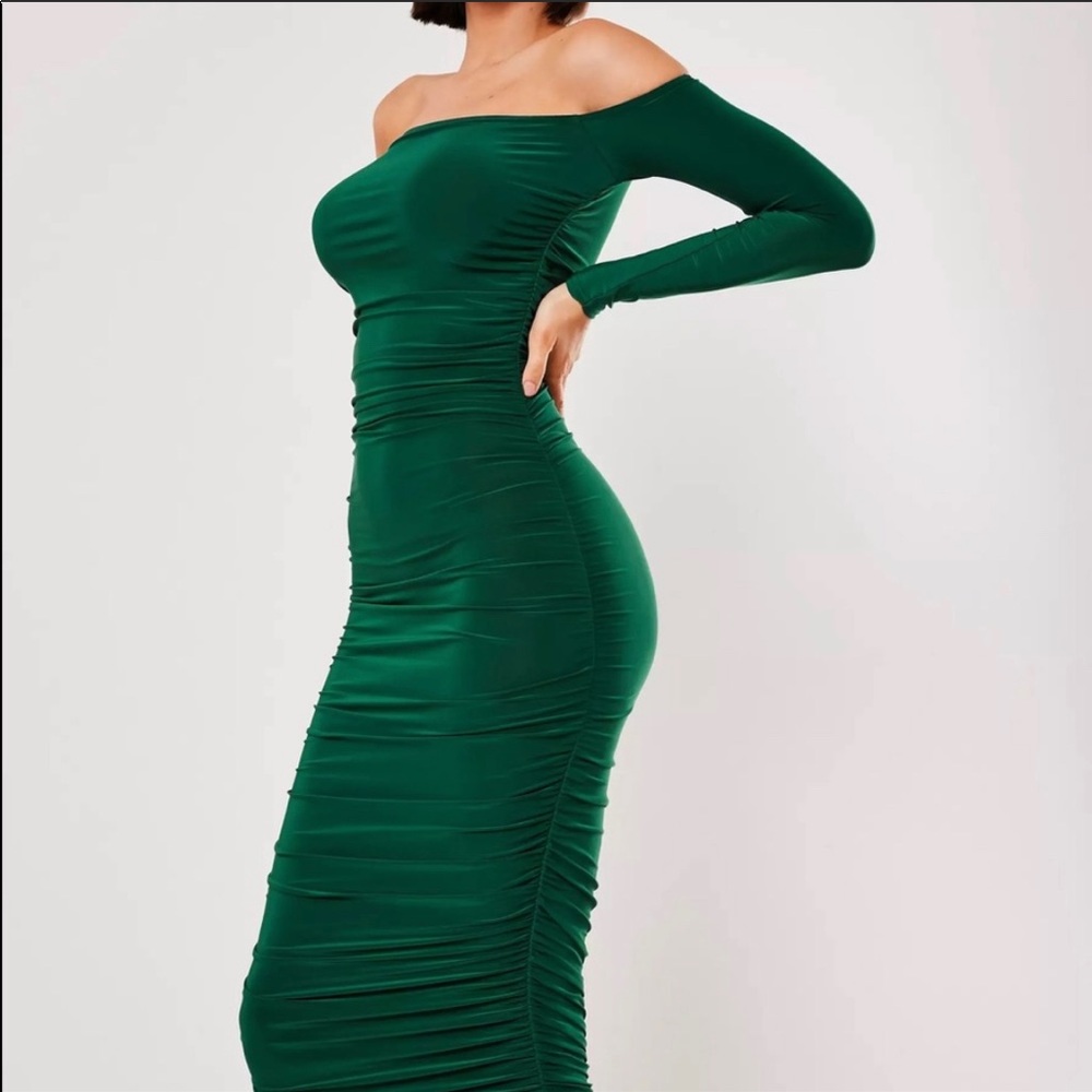 Petite Dark Green Slinky Midaxi